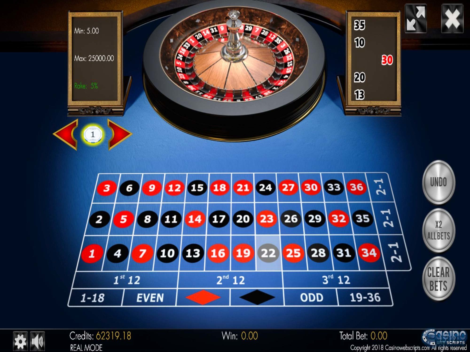 No-Zero Roulette 3D Advanced by Casino Web Scripts - GamblersPick